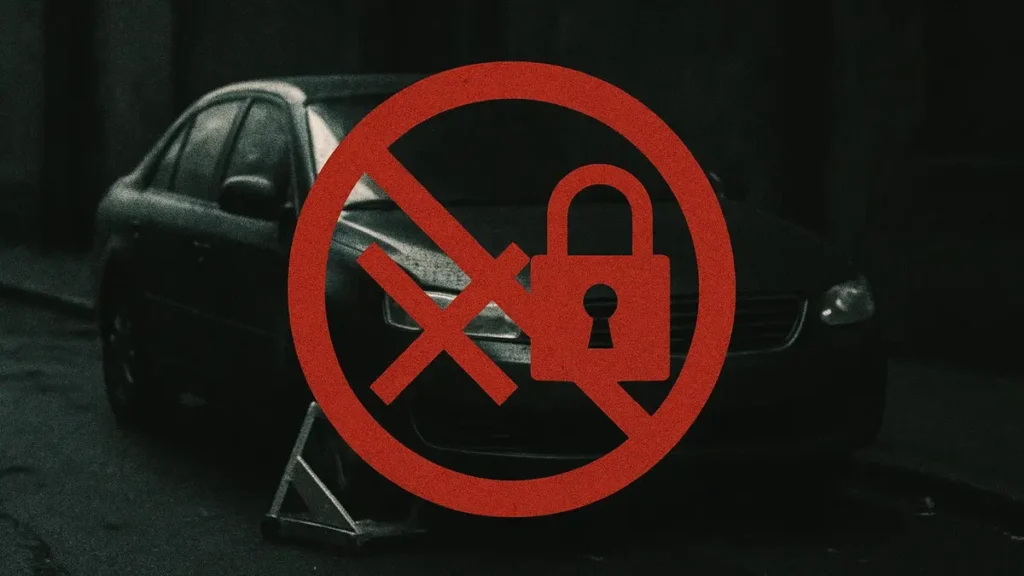 Auto con simbolo di divieto o blocco