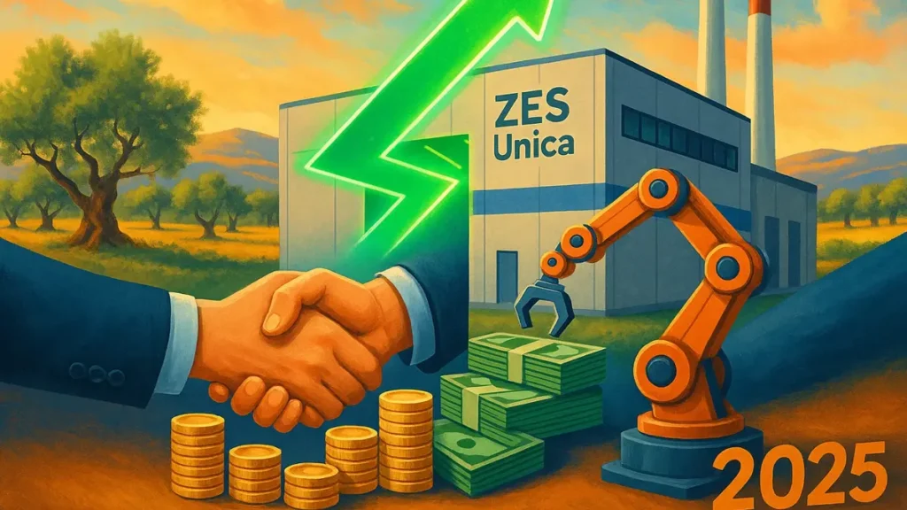 Azienda che investe in nuovi macchinari industriali in un capannone moderno