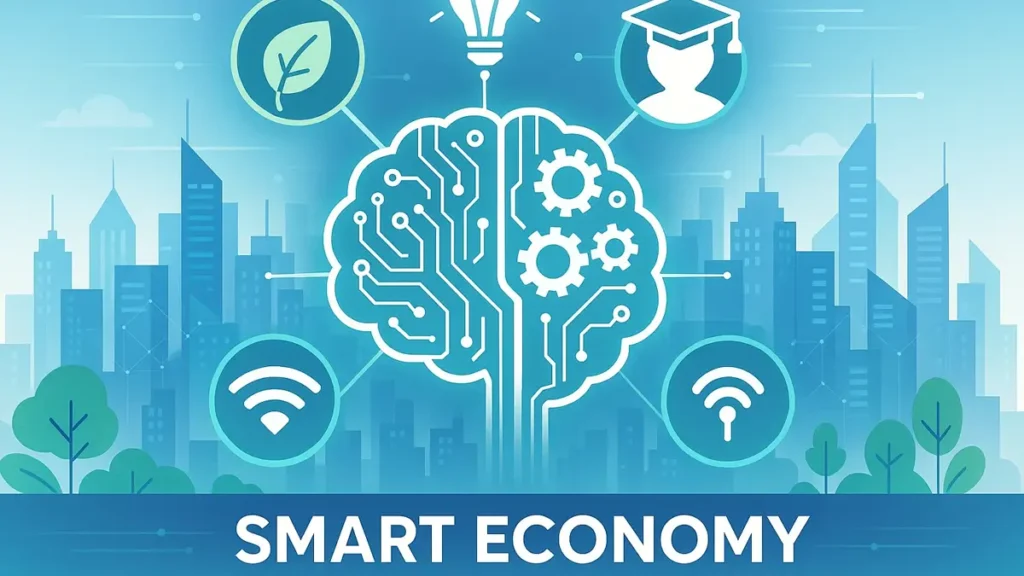 Infografica che illustra i pilastri della smart economy