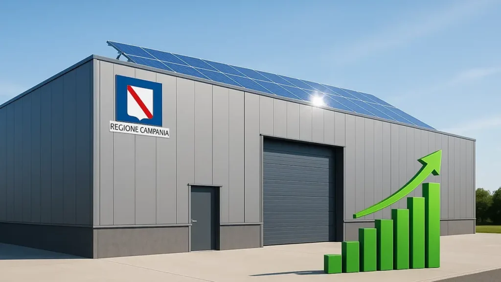 Capannone industriale in Campania con pannelli fotovoltaici sul tetto