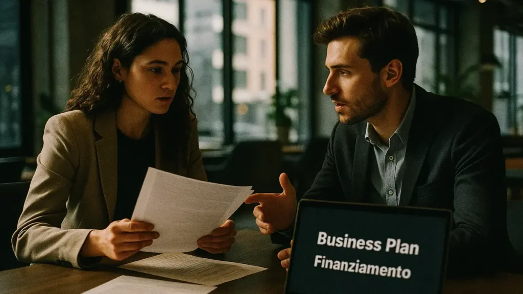 Giovane imprenditore lavora al business plan per aprire una nuova attività