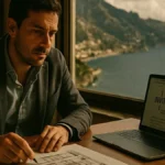 Imprenditore del settore turistico valuta il progetto di ristrutturazione di un hotel in Campania