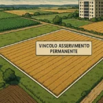 Mappa catastale con evidenziati terreni agricoli asserviti