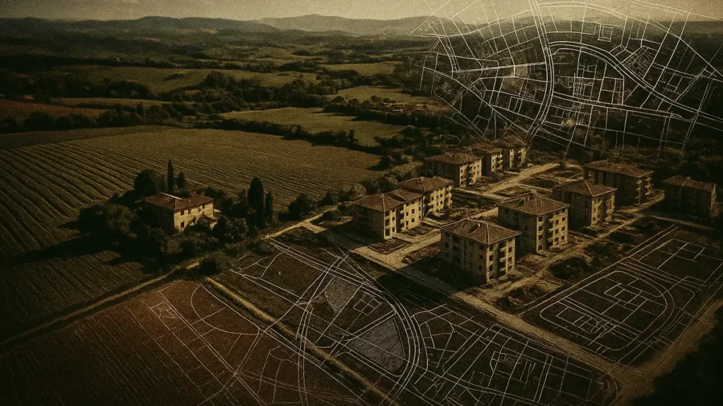 Mappa urbanistica con evidenziata la zona agricola in trasformazione
