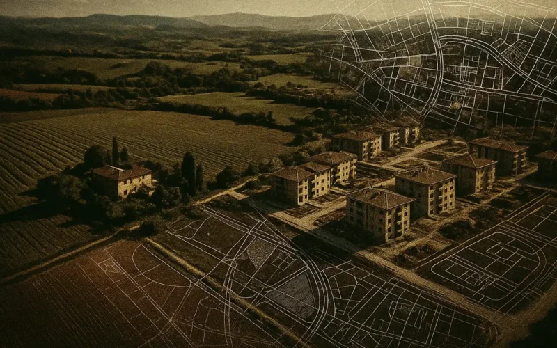 Mappa urbanistica con evidenziata la zona agricola in trasformazione