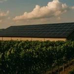 Pannelli fotovoltaici installati sul tetto di un capannone agricolo in Campania