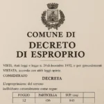 Documento di esproprio terreno da parte del comune