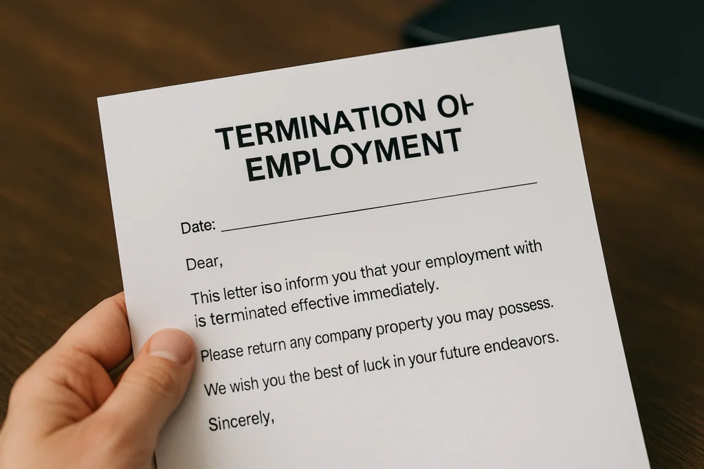 Documento di licenziamento del datore di lavoro