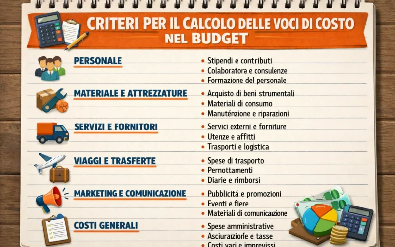 quali sono i criteri di calcolo delle voci di costo del budget