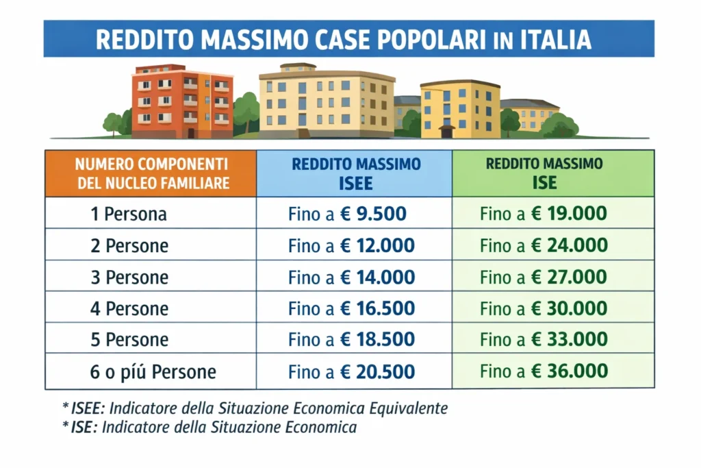 reddito massimo per case popolari