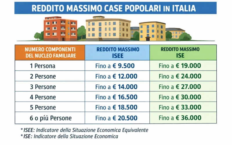 Qual è il reddito massimo per accedere alle case popolari?